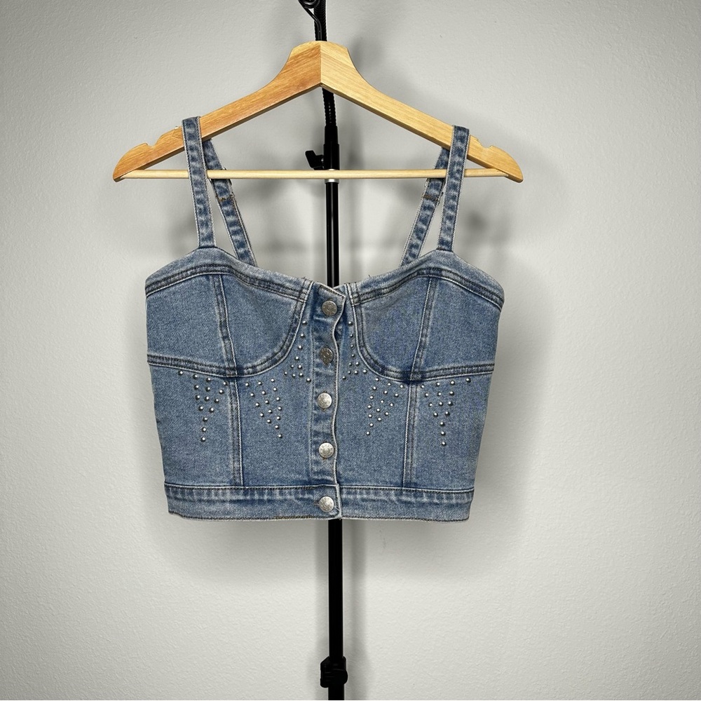 Denim Bustier Studded Top Boot Barn - Picture 2 of 7